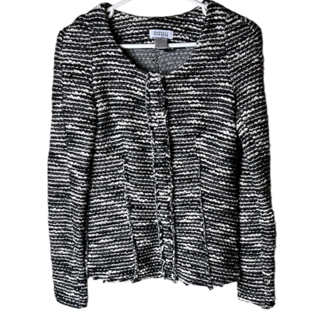 BARNEYS NEW YORK Women's Black Ivory Tweed Jacket - XS